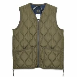 Taion Military Zip V Neck Vest D. Olive