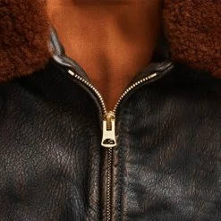 RRL By Ralph Lauren Shearling Leather Jacket Black / Brown -Hikerdelic Sales Store 24111 4