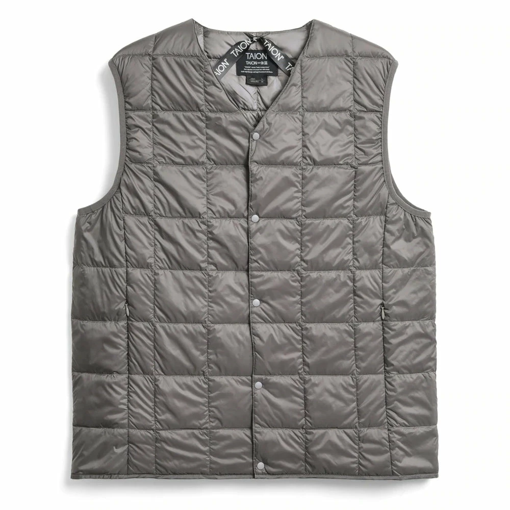 Taion V Neck Button Down Vest Grey 3 Taion V Neck Button Down Vest Grey