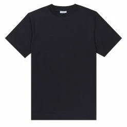 Sunspel Brushed Cotton Mock Neck T-Shirt Black