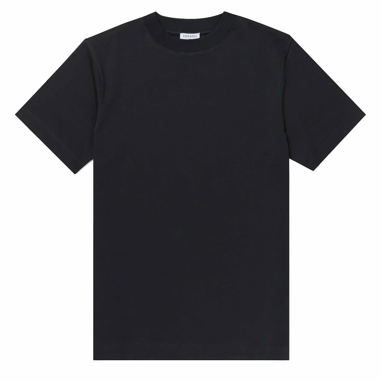 Sunspel Brushed Cotton Mock Neck T-Shirt Black 3 Sunspel Brushed Cotton Mock Neck T-Shirt Black