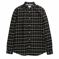 Norse Projects Anton Brushed Flannel Check Shirt Beech Green