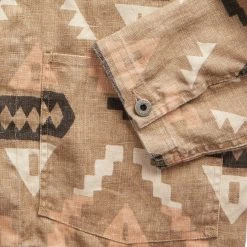 RRL By Ralph Lauren Print Linen Chore Jacket Stone / Green / Burnt Sienna -Hikerdelic Sales Store RRL by Ralph Lauren Oakham Linen Shirt Jacket Stone Green Burnt Sienna 26206 4