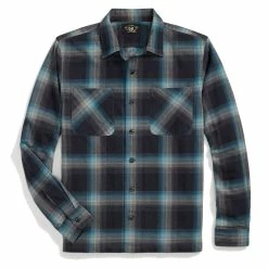 RRL By Ralph Lauren Plaid Jaspe Twill Camp Workshirt Black/Blue