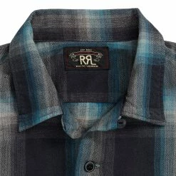 RRL By Ralph Lauren Plaid Jaspe Twill Camp Workshirt Black/Blue -Hikerdelic Sales Store RRLbyRalphLaurenPlaidJaspeTwillCampWorkshirtBlackBlue30064 4