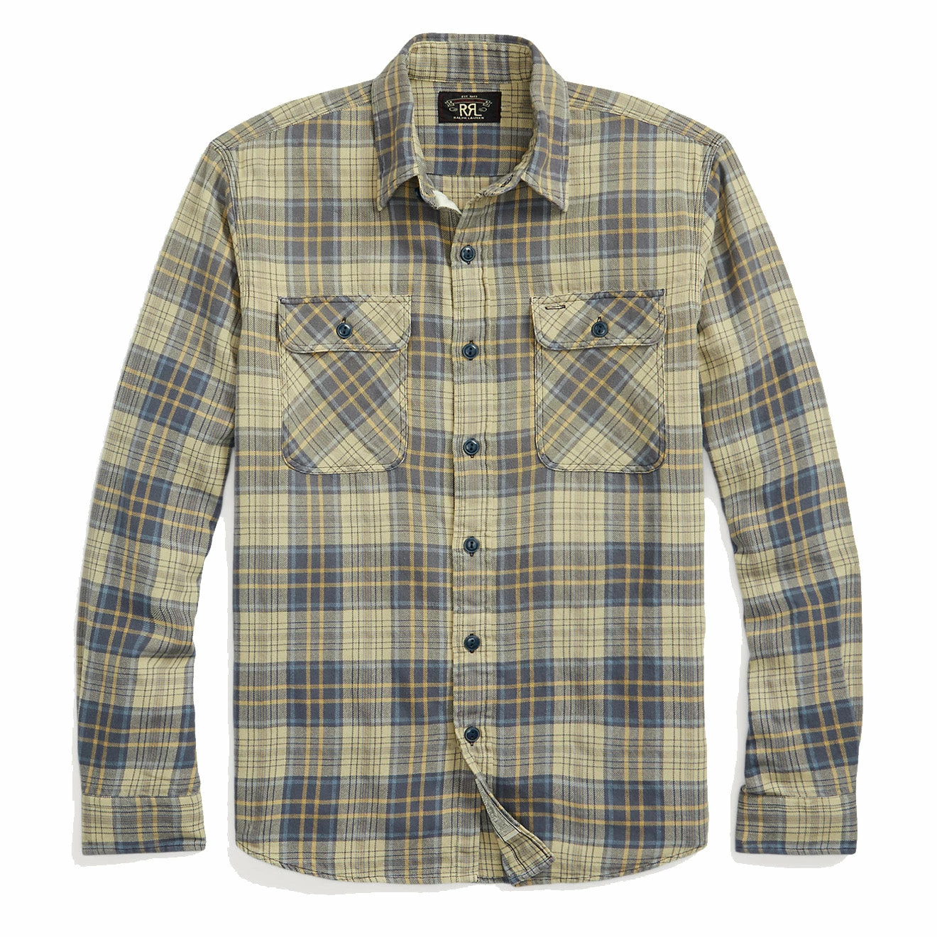 RRL By Ralph Lauren Plaid Twill Workshirt Faded Blue/Yellow 3 RRL By Ralph Lauren Plaid Twill Workshirt Faded Blue/Yellow