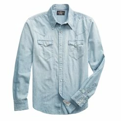 RRL By Ralph Lauren Slim Fit Chambray Western Shirt Davey Wash