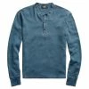 RRL By Ralph Lauren Waffle Knitted Cotton Henley Washed Blue Indigo 2 RRL By Ralph Lauren Waffle Knitted Cotton Henley Washed Blue Indigo -Hikerdelic Sales Store Ralph Lauren LS Henley RRL Waffle Tee Washed Blue Indigo 1